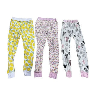 Little Sleepies Kids Pajama Pants Size 4 Rainbow Cactus Lemon Theme Bundle of 3